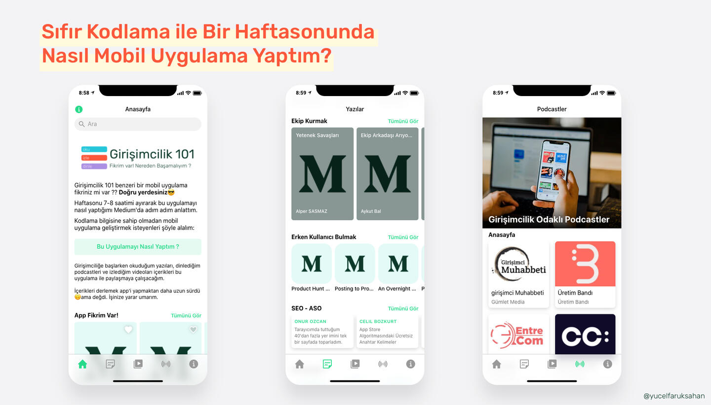 Sıfır Kodlama ile Bir Haftasonunda Nasıl Mobil Uygulama Yaptım ?